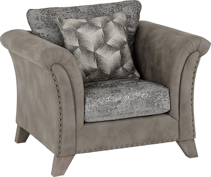 Grace Silver And Grey Armchair - Click Image to Close